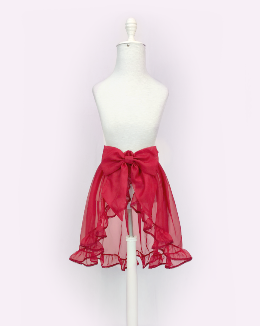 Cherry and wine Overskirt made of voile, viscose lace and a detachable bow. by melikestea.