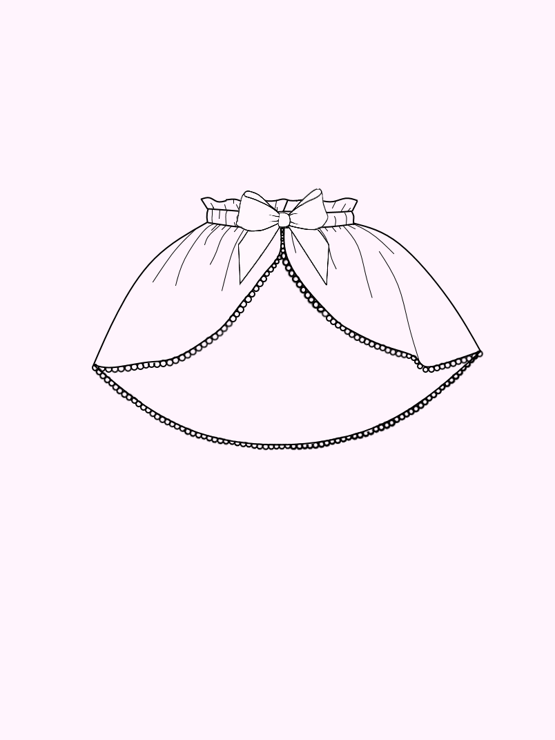 Overskirt grey made of voile, viscose lace and a detachable bow.
