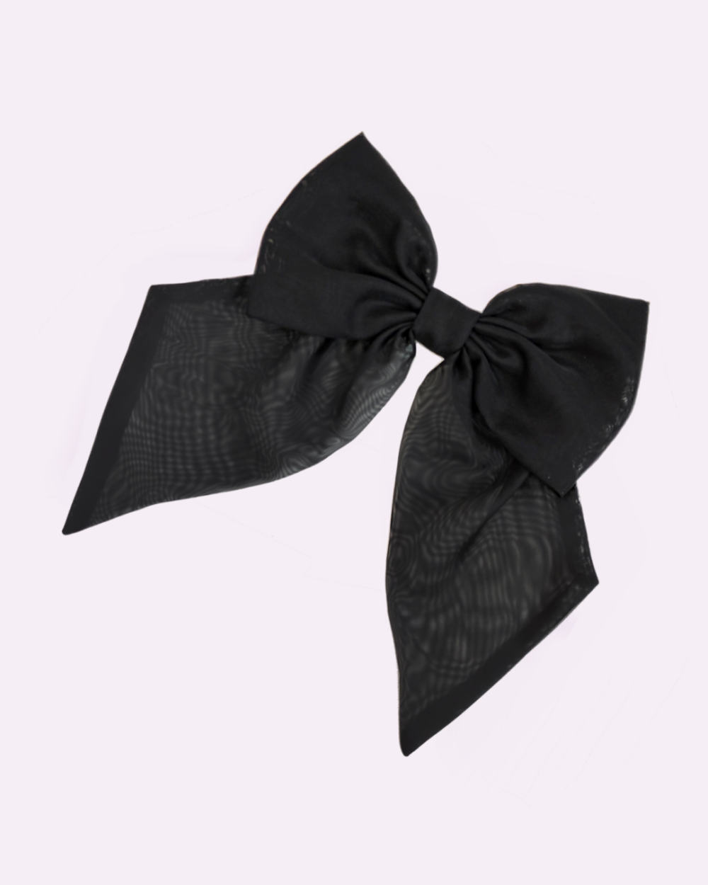 Black brooch in the shape of a giant bow made of voile by melikestea.