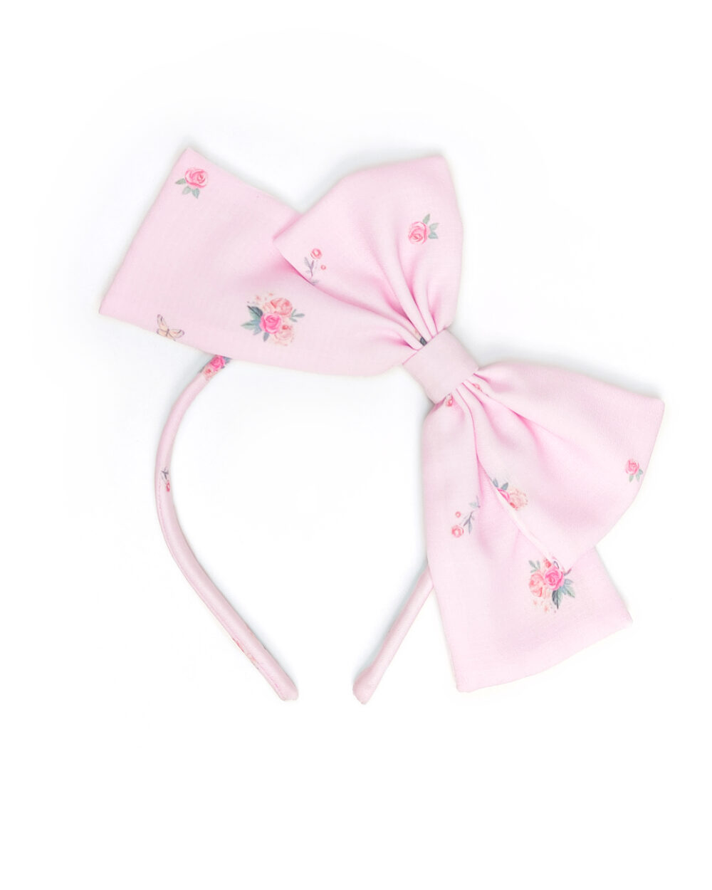 Pink headbow accessory printed with flowers by melikestea