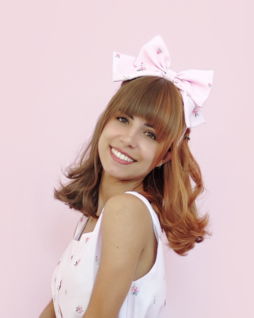 Pink headbow accessory printed with flowers by melikestea