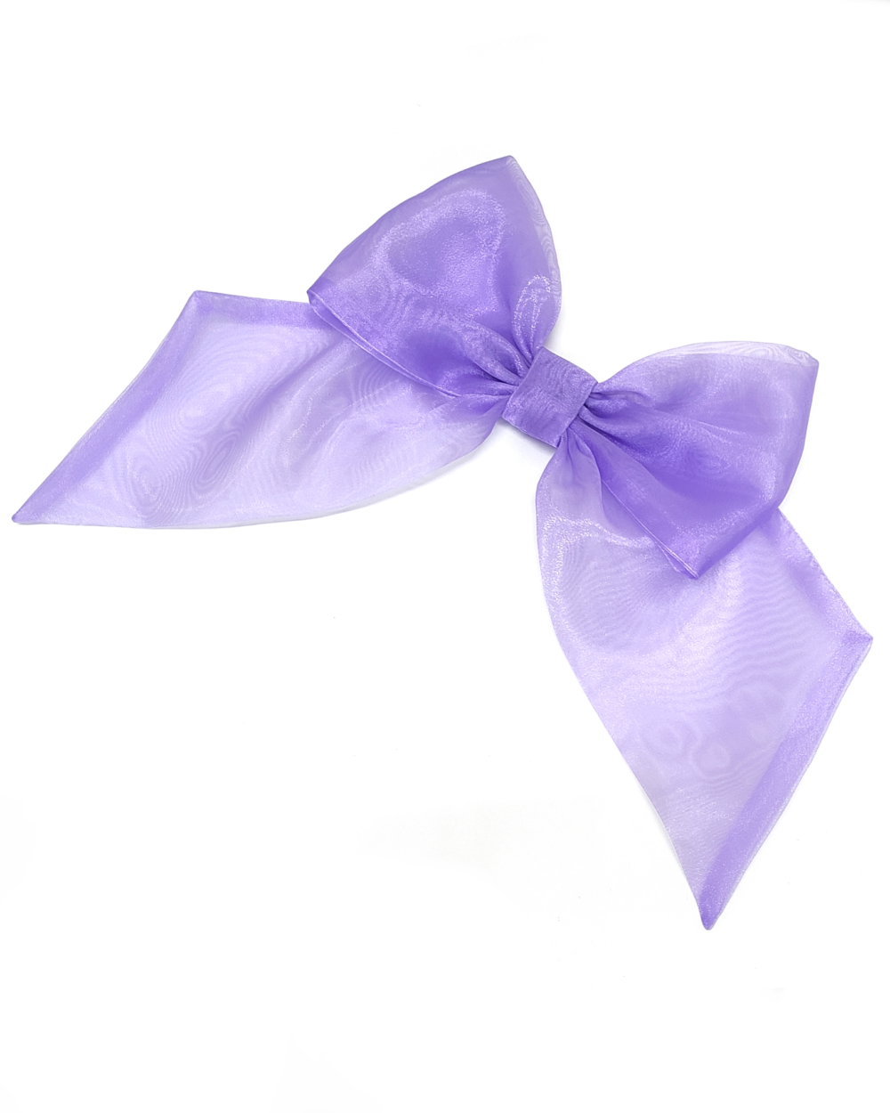 Lavender brooch in the shape of a giant bow made of organza by melikestea.