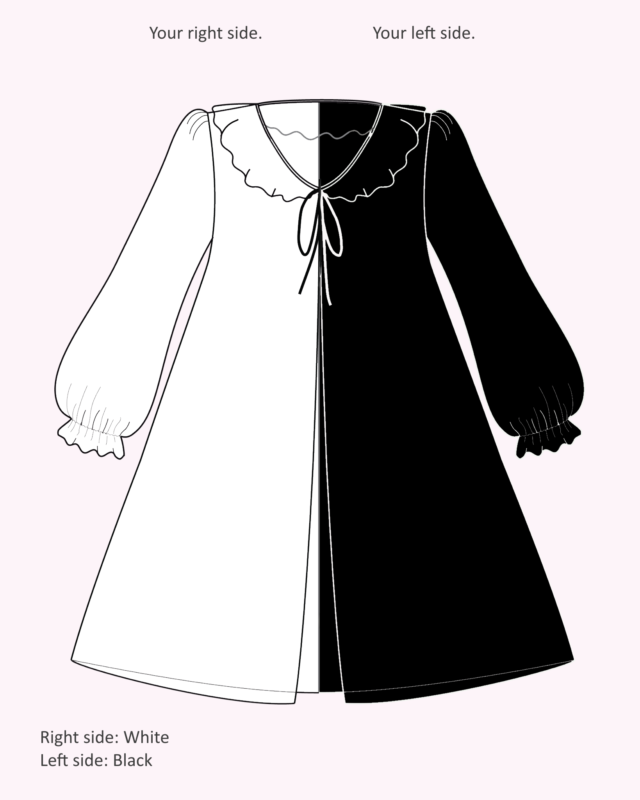 Emilia Overdress long sleeve - Black White Cruella style MeLikestea