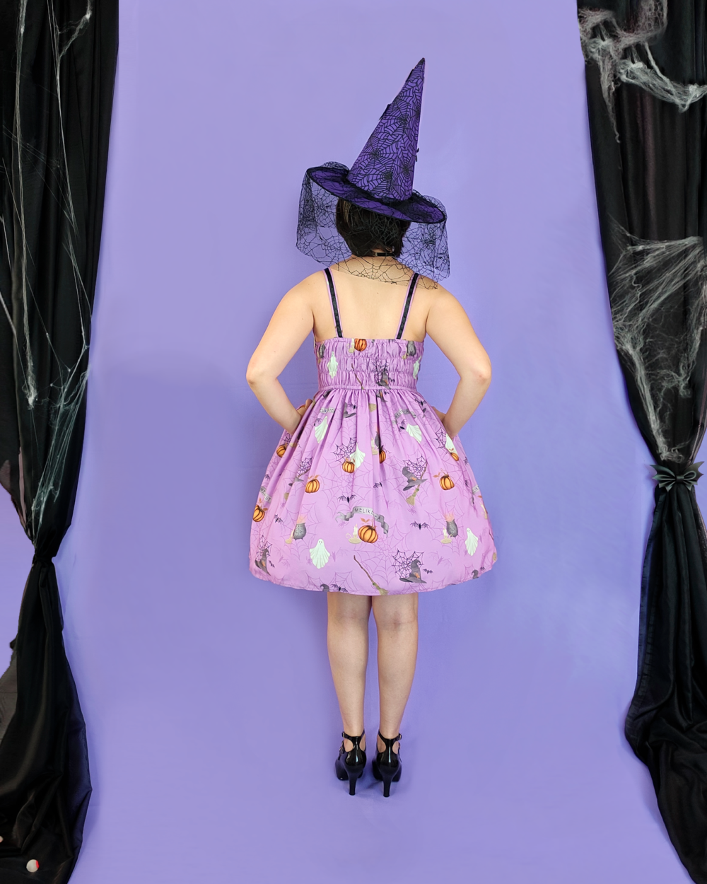 Halloween sleeveless dress in lavender colourway by melikestea